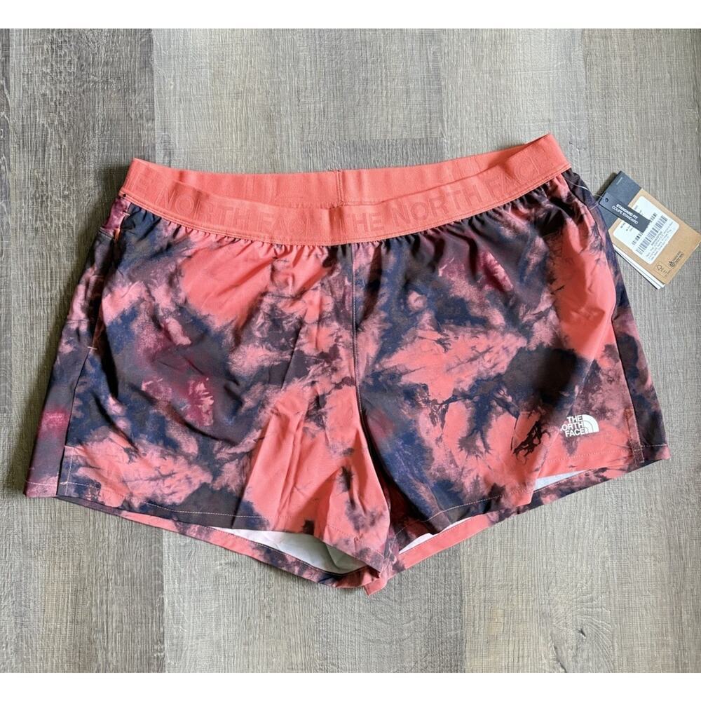 The North Face Women’s Wander Shorts Pull On Elastic Waist Coral Dye Print Sz XL